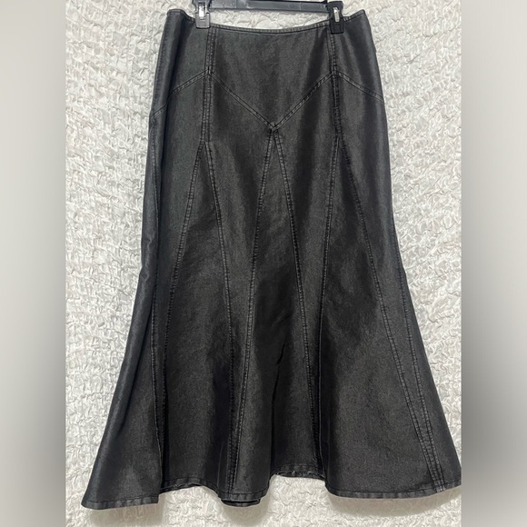 NEWPORT NEWS JEANOLOGY VINTAGE GRUNGE MERMAID HEM DARK GRAY DENIM SKIRT, SIZE 14 - Picture 4 of 7
